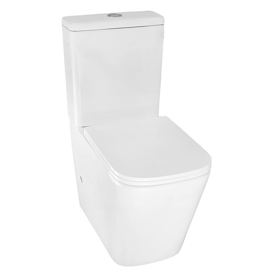 Унитаз-компакт безободковый Azario Quadro AZ-2175-1 с тонкой крышкой микролифт - фото 2