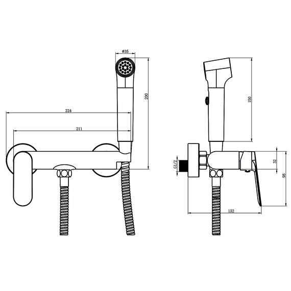 Набор для гигиенического душа Azario Alanti AZ-K2532MG, золото матовое - фото 5