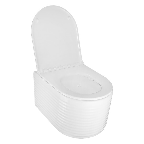 Унитаз подвесной безободковый Azario Luzio AZ-098-UQ (система смыва Торнадо) с тонкой крышкой микролифт - фото 4