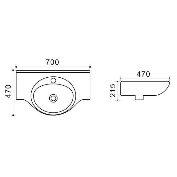 Раковина подвесная Azario 70 см TEO-70 - фото 2