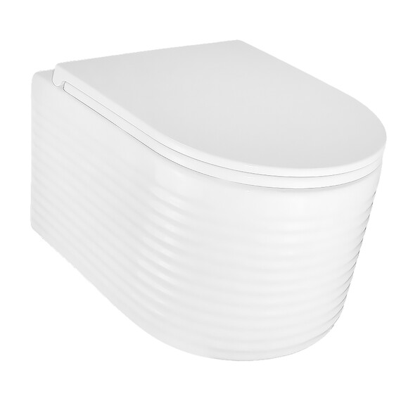 Унитаз подвесной безободковый Azario Luzio AZ-098-UQ (система смыва Торнадо) с тонкой крышкой микролифт - фото 3