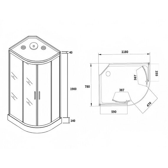 Душевая кабина Loranto 120x80 см CS-876EBTM/W-120 L, чёрный/прозрачное - фото 3