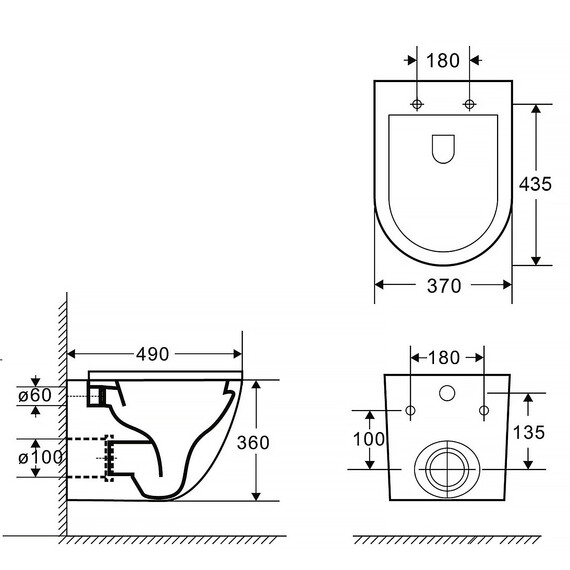 Унитаз подвесной безободковый Azario Grado AZ-0046-UQ3-MB с крышкой микролифт, чёрный матовый (Система смыва торнадо) - фото 17