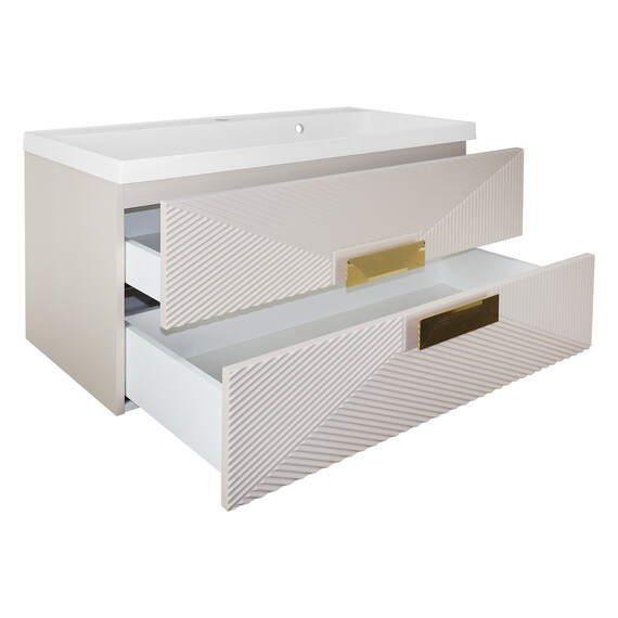 Тумба подвесная с раковиной Azario Zena 100/2 100 см CS00096979, кашемир - фото 2