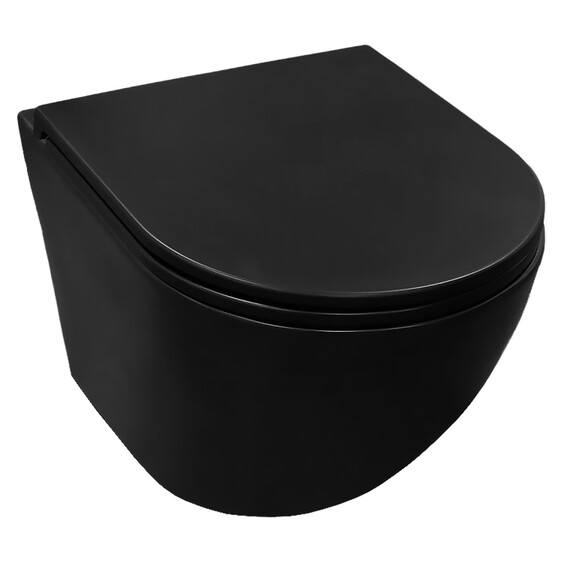 Унитаз подвесной безободковый Azario Grado AZ-0046-UQ3-MB с крышкой микролифт, чёрный матовый (Система смыва торнадо) - фото 3