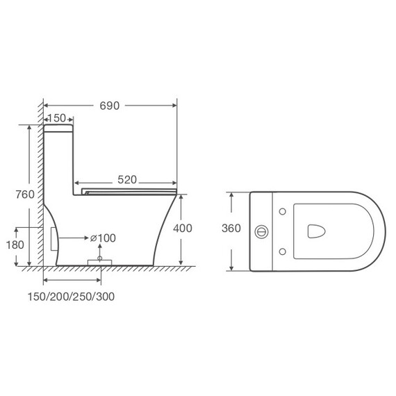 Унитаз-моноблок Azario Vally AZ-80687 с тонкой крышкой микролифт (Система смыва Торнадо) - фото 15