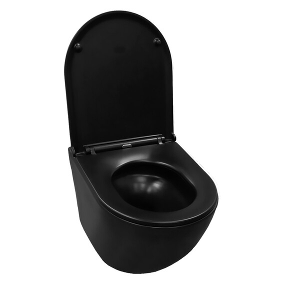 Унитаз подвесной безободковый Azario Grado AZ-0046-UQ3-MB с крышкой микролифт, чёрный матовый (Система смыва торнадо) - фото 4