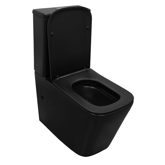 Унитаз-компакт безободковый Azario Black King AZ-8303-D с тонкой крышкой микролифт, чёрный матовый - фото 3