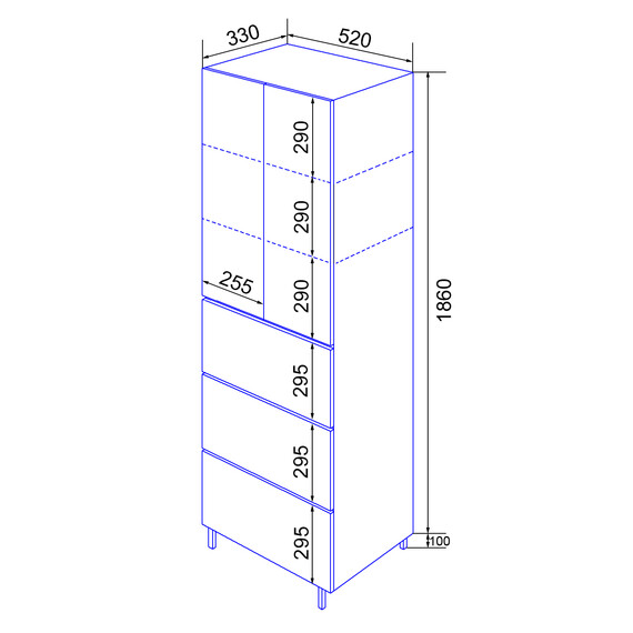 Пенал напольный Azario Эстима 50 см CS00094563, графит - фото 4