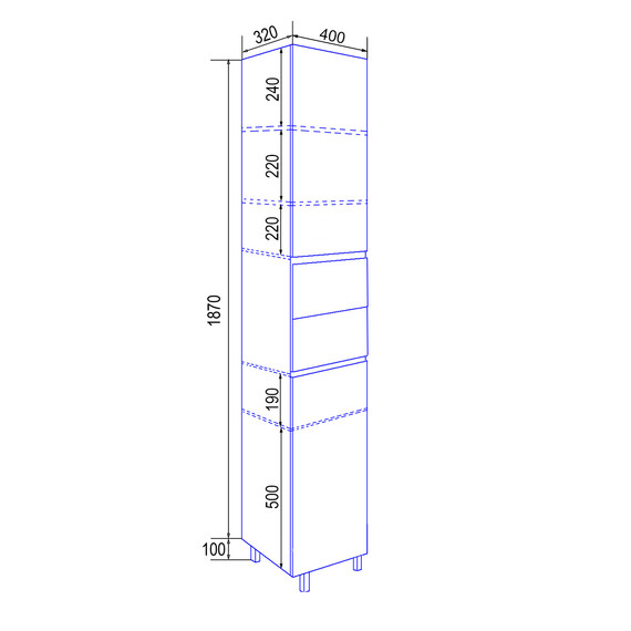 Пенал напольный Azario Эстима 40 см R CS00094561, графит - фото 5