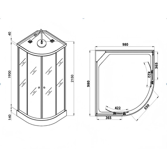 Душевая кабина Loranto 100x100 см CS-881ED13TM/W-100, белый/прозрачное - фото 3
