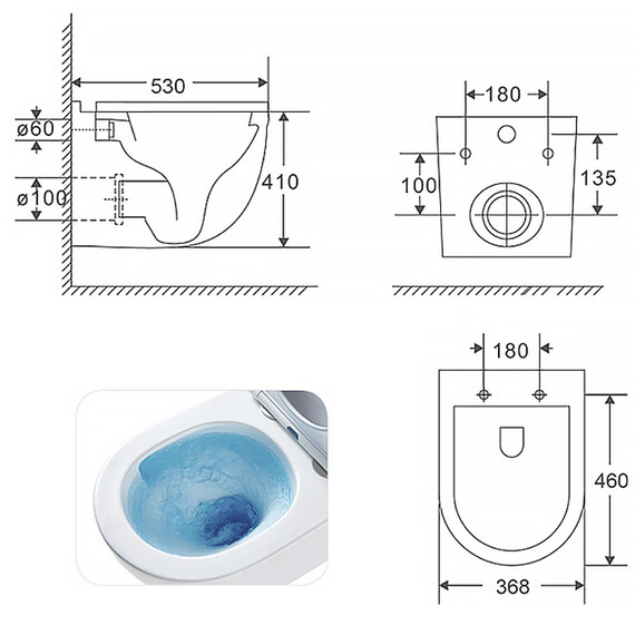 Унитаз подвесной безободковый Azario Fora AZ-0017-UQ3 с крышкой микролифт (Система смыва торнадо) - фото 18