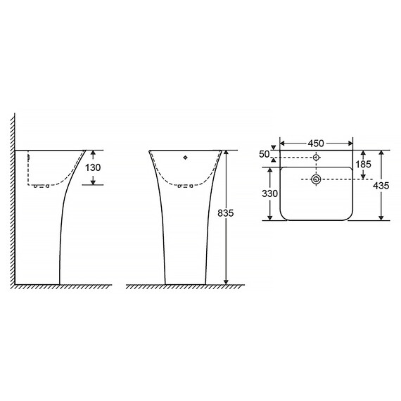 Раковина напольная Azario Fretta Square 45 см AZ-315 - фото 3