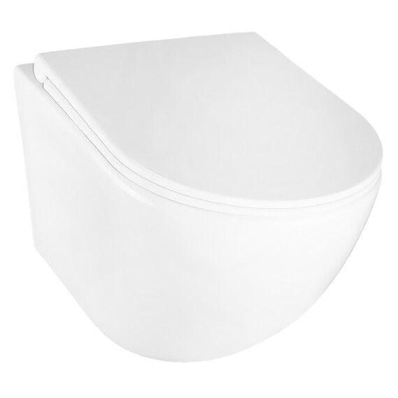 Унитаз подвесной безободковый Azario BONELLE AZ-2801E с тонкой крышкой микролифт (Система смыва торнадо) - фото 3