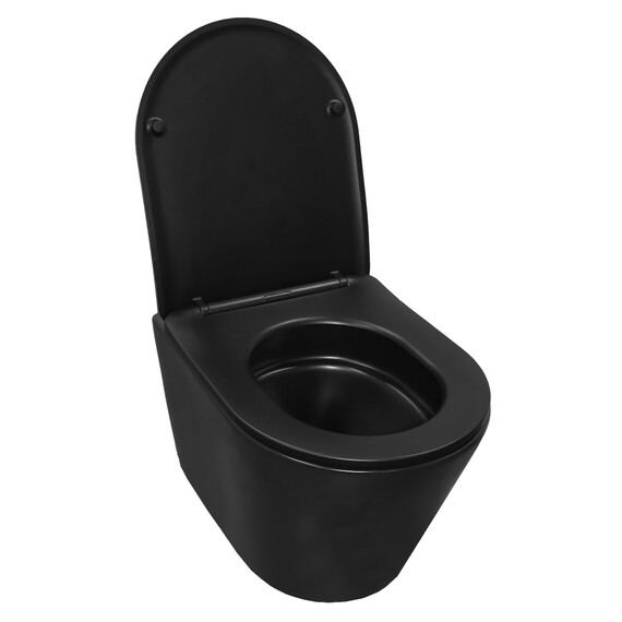 Унитаз подвесной безободковый Azario VELA AZ-2480MB с крышкой микролифт (Система смыва торнадо) чёрный матовый - фото 4