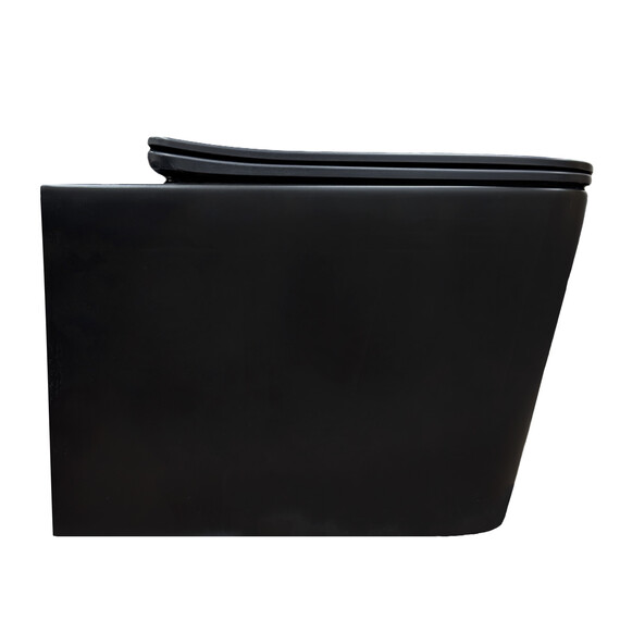 Унитаз подвесной безободковый Azario Cascad-Black AZ-2303A-MB с быстросъемным сиденьем микролифт (система смыва Торнадо) чёрный матовый - фото 6