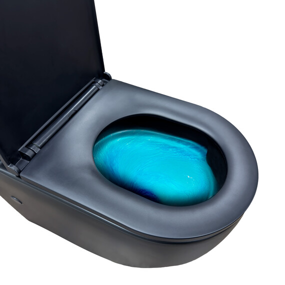 Унитаз-компакт безободковый Azario Cobalt-Black AZ-6089A-MB с быстросъемным сиденьем микролифт (система смыва Торнадо) чёрный матовый - фото 5