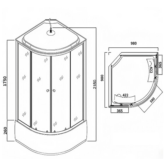 Душевая кабина Loranto 100x100 см CS-985TM/W-100 , белый/матовое - фото 3
