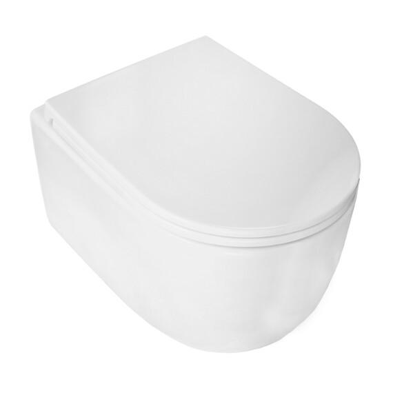 Унитаз подвесной безободковый Azario Serenata AZ-5101T-WHT с тонким быстросъемным сиденьем микролифт (Система смыва торнадо) - фото 3