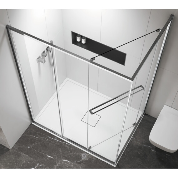 Душевое ограждение Azario Monako 100x100 см AZ-L47-100-MGR-CL, графит матовый/прозрачное - фото 2