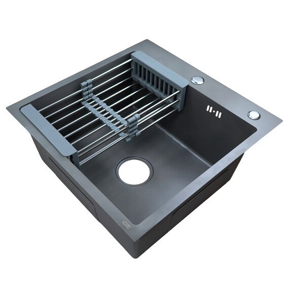 Кухонная мойка Azario Nicole AZG5050H (сифон, дозатор и коландер в комплекте) серый соты - фото 6