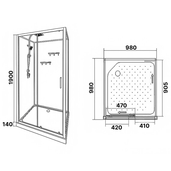 Душевая кабина Loranto 100х100 см CS-3010TM/W-100L, чёрный/прозрачное - фото 3