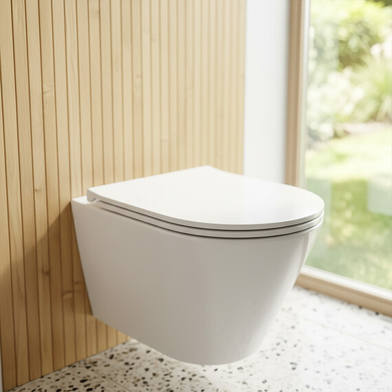 Унитаз подвесной безободковый Azario BLISS AZ-5179T-WHT с тонкой крышкой микролифт (система смыва Торнадо) - фото 10