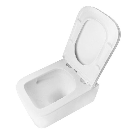 Унитаз подвесной безободковый Azario Bacio AZ-5103T-WHT с тонким быстросъемным сиденьем микролифт (Система смыва торнадо) - фото 7