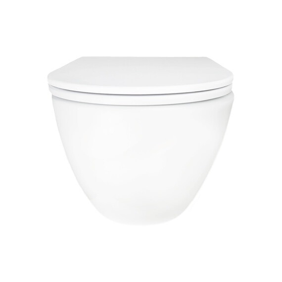 Унитаз подвесной безободковый Azario RUMBA AZ-5175T-WHT с тонкой крышкой микролифт (система смыва Торнадо) - фото 3