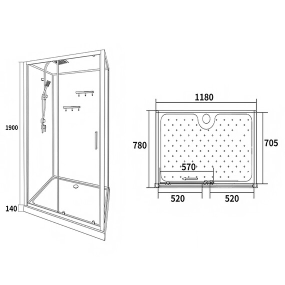 Душевая кабина Loranto 120х80 см CS-3010TM/W-120L, чёрный/прозрачное - фото 3