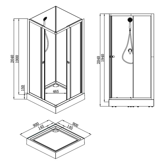 Душевая кабина Loranto Neo 90х90 см CS-21801-BP, чёрный/прозрачное - фото 9