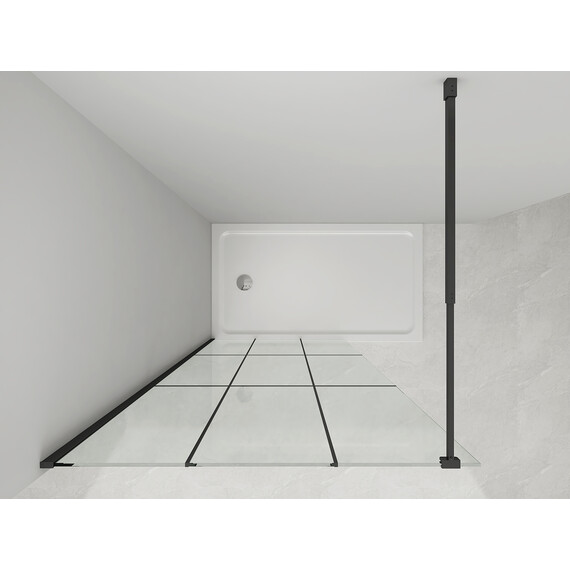 Душевая перегородка Loranto Walk-in 80 см CS-W02B-80 (стекло 8 мм) чёрный матовый/прозрачное "Лофт клетка" - фото 5