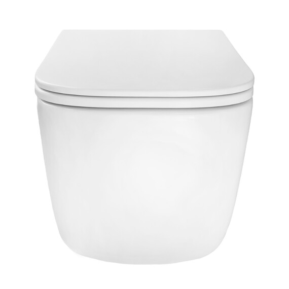 Унитаз подвесной безободковый Azario Bacio AZ-5103T-WHT с тонким быстросъемным сиденьем микролифт (Система смыва торнадо) - фото 4