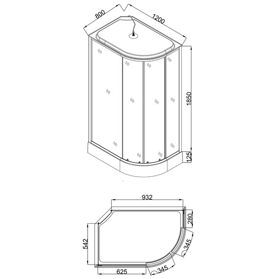 Душевая кабина Loranto 120x80 см CS-66120-13L GB 120,  чёрный/прозрачное - фото 3
