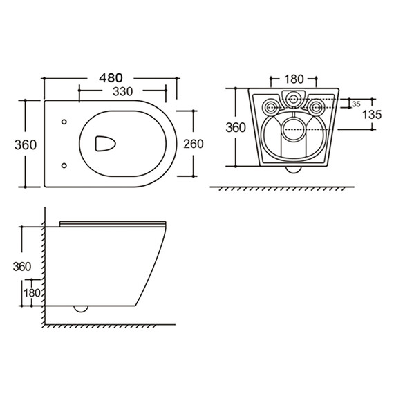 Унитаз подвесной безободковый Azario VELA AZ-2480MB с крышкой микролифт (Система смыва торнадо) чёрный матовый - фото 17