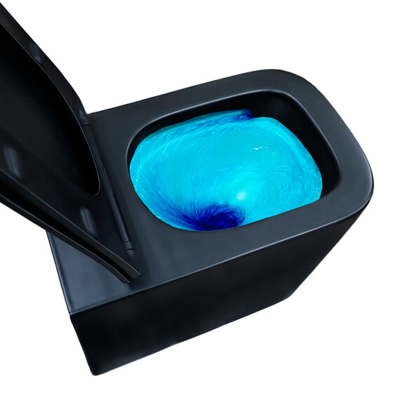 Унитаз подвесной безободковый Azario Cascad-Black AZ-2303A-MB с быстросъемным сиденьем микролифт (система смыва Торнадо) чёрный матовый - фото 9