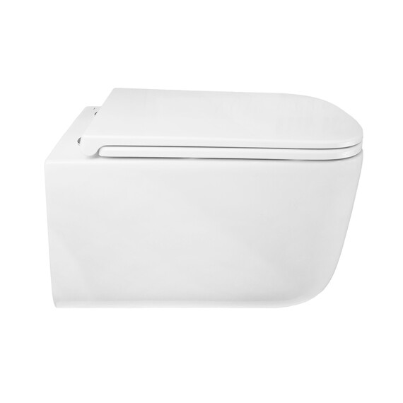 Унитаз подвесной безободковый Azario Bacio AZ-5103T-WHT с тонким быстросъемным сиденьем микролифт (Система смыва торнадо) - фото 5