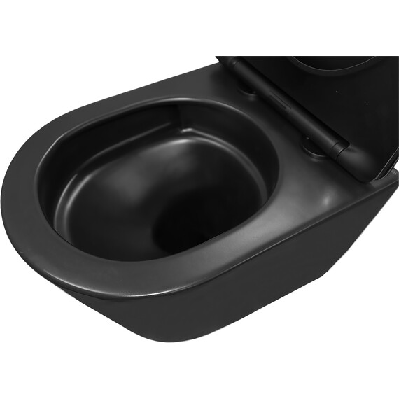 Унитаз подвесной безободковый Azario VELA AZ-2480MB с крышкой микролифт (Система смыва торнадо) чёрный матовый - фото 8