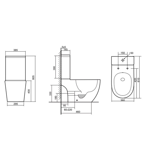 Унитаз-компакт безободковый Azario Cobalt-Black AZ-6089A-MB с быстросъемным сиденьем микролифт (система смыва Торнадо) чёрный матовый - фото 13
