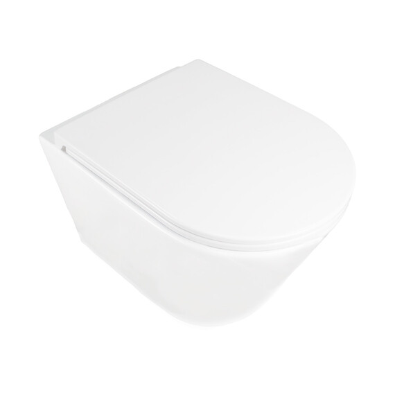 Унитаз подвесной безободковый Azario SONGO AZ-5180T-WHT с тонкой крышкой микролифт (система смыва Торнадо) - фото 3