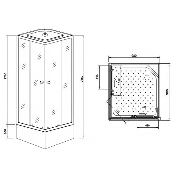 Душевая кабина Loranto 100x100 см CS-990ETM/W-100, хром/матовое - фото 3