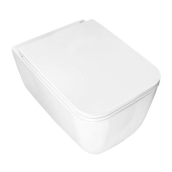 Унитаз подвесной безободковый Azario Vater AZ-5104T-WHT с тонким быстросъемным сиденьем микролифт (Система смыва торнадо) - фото 3