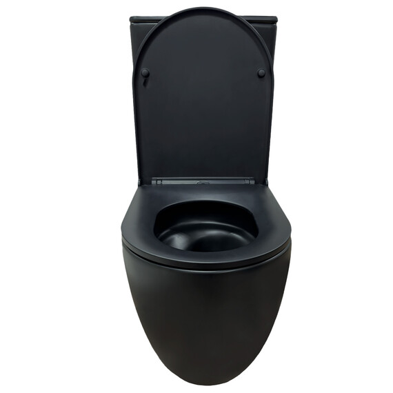 Унитаз-компакт безободковый Azario Cobalt-Black AZ-6089A-MB с быстросъемным сиденьем микролифт (система смыва Торнадо) чёрный матовый - фото 3