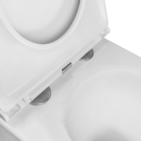 Унитаз подвесной безободковый Azario Nata AZ-5102T-WHT с тонким быстросъемным сиденьем микролифт (Система смыва торнадо) - фото 8