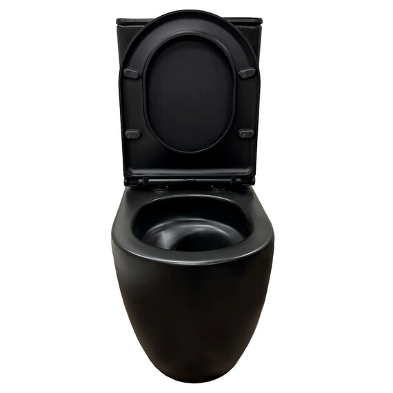 Унитаз-компакт безободковый Azario Cobalt-Black AZ-6089A-MB с быстросъемным сиденьем микролифт (система смыва Торнадо) чёрный матовый - фото 4