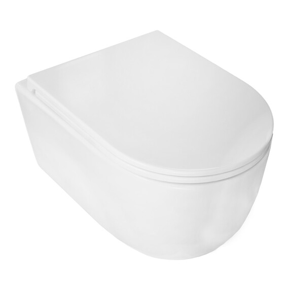 Унитаз подвесной безободковый Azario Nata AZ-5102T-WHT с тонким быстросъемным сиденьем микролифт (Система смыва торнадо) - фото 3