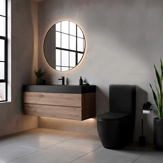 Унитаз-компакт безободковый Azario Cobalt-Black AZ-6089A-MB с быстросъемным сиденьем микролифт (система смыва Торнадо) чёрный матовый - фото 11