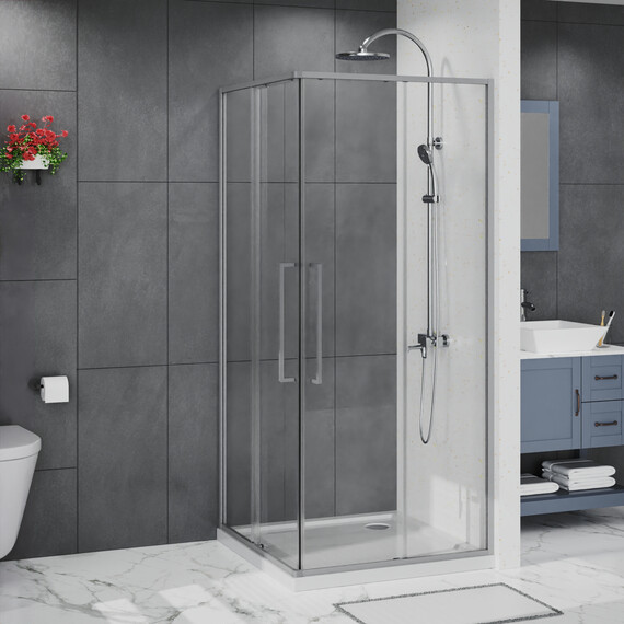 Душевое ограждение Azario SHANGHAI 100x100 см AZ-R43-100-MGR-CL, графит матовый/прозрачное - фото 2