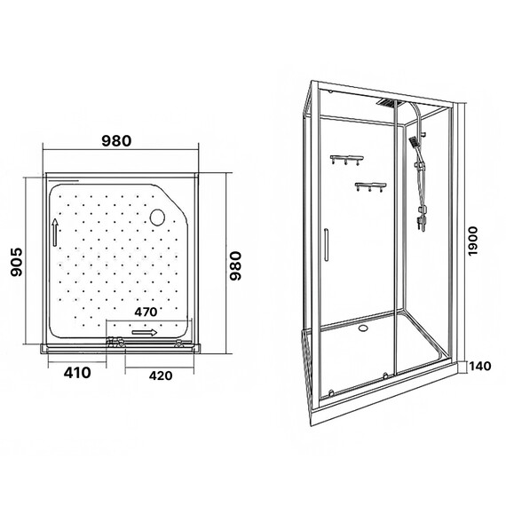 Душевая кабина Loranto 100х100 см CS-3010TM/W-100R, чёрный/прозрачное - фото 3