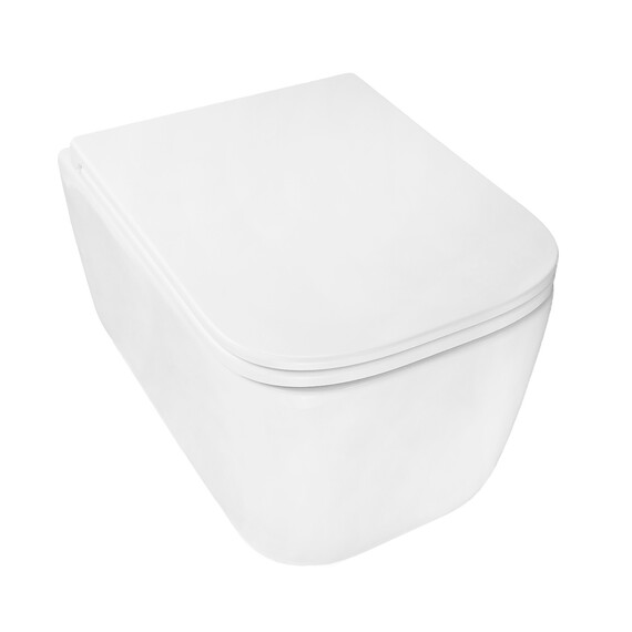 Унитаз подвесной безободковый Azario Bacio AZ-5103T-WHT с тонким быстросъемным сиденьем микролифт (Система смыва торнадо) - фото 3
